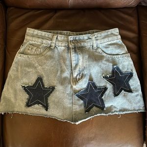 Aelfric Eden Patchwork Embroidery Denim Star Mini Skirt